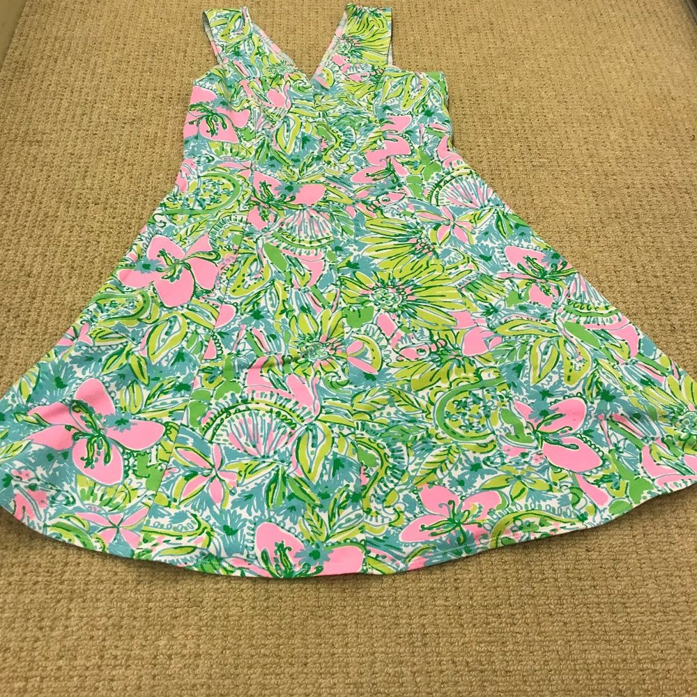 Lilly Pulitzer Pink label floral dress Size 4 Small Cotton/Spandex